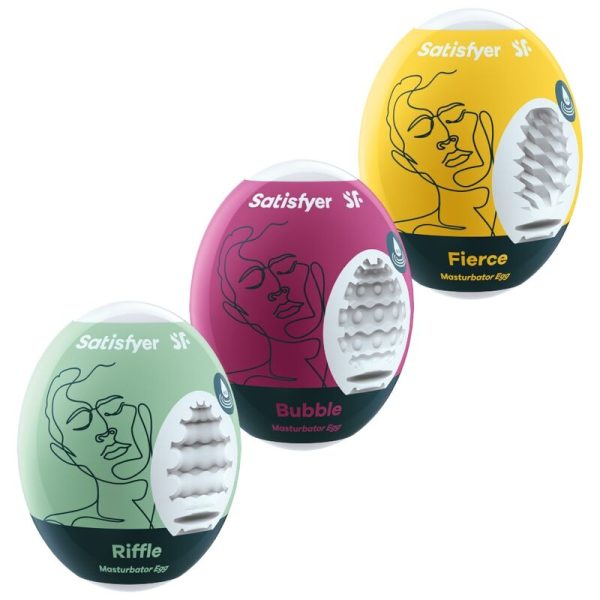 SATISFYER - 3 HUEVOS MASTURBADORES RIFFLE
